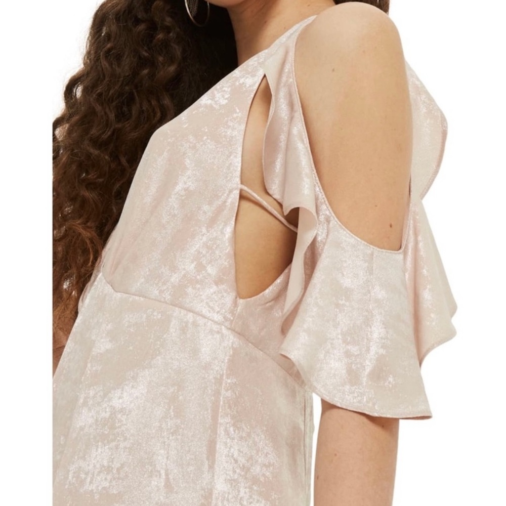 NEW TOPSHOP FOIL COLD-SHOULDER MAXI DRESS - Picture 3 of 8